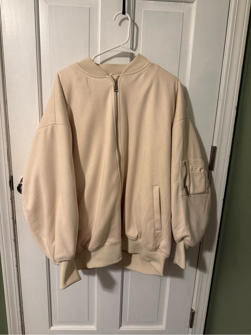 BooHoo Cream Zip-Up Bomber Jacket
